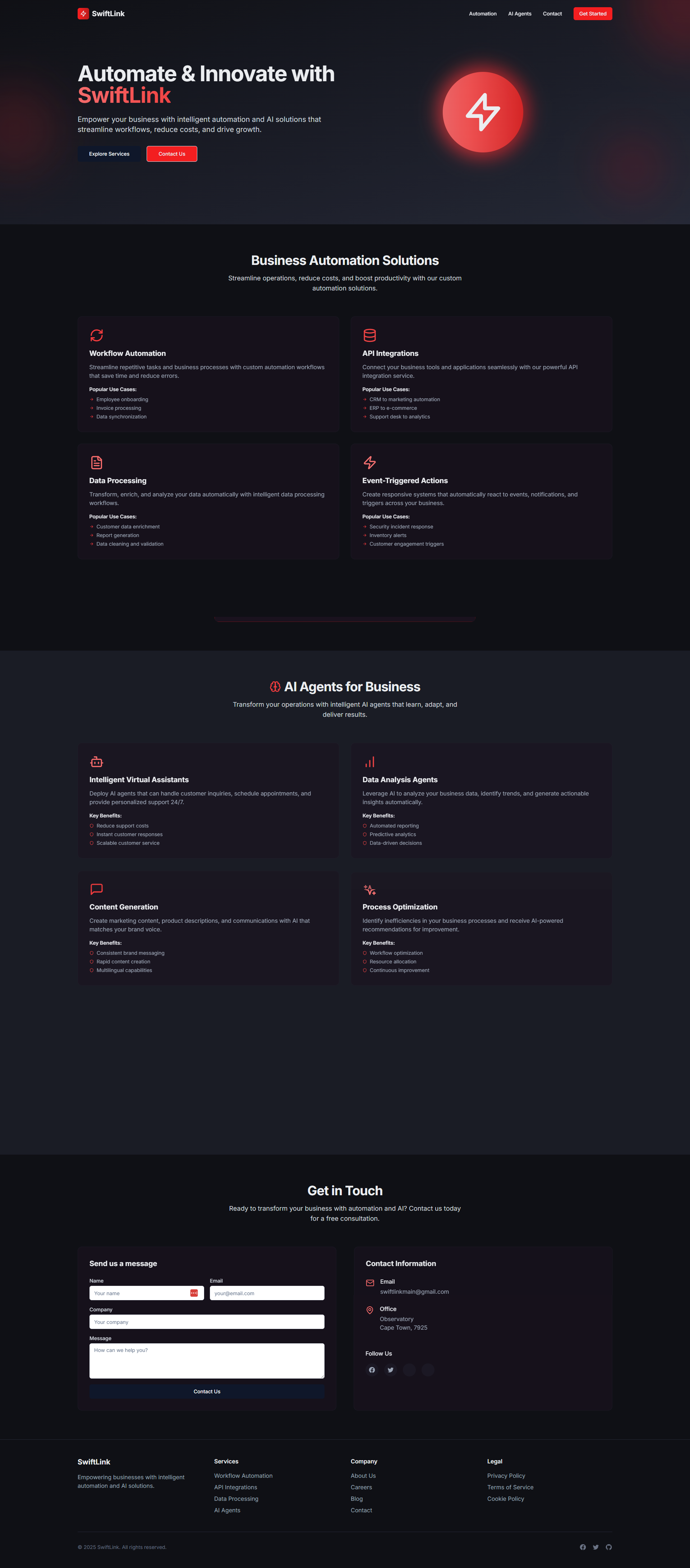 SwiftLink website preview
